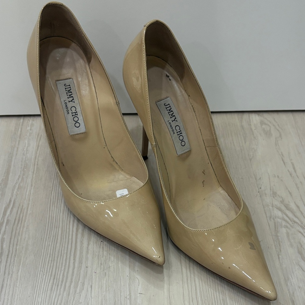 Jimmy Choo Nude Patent Leather Heels